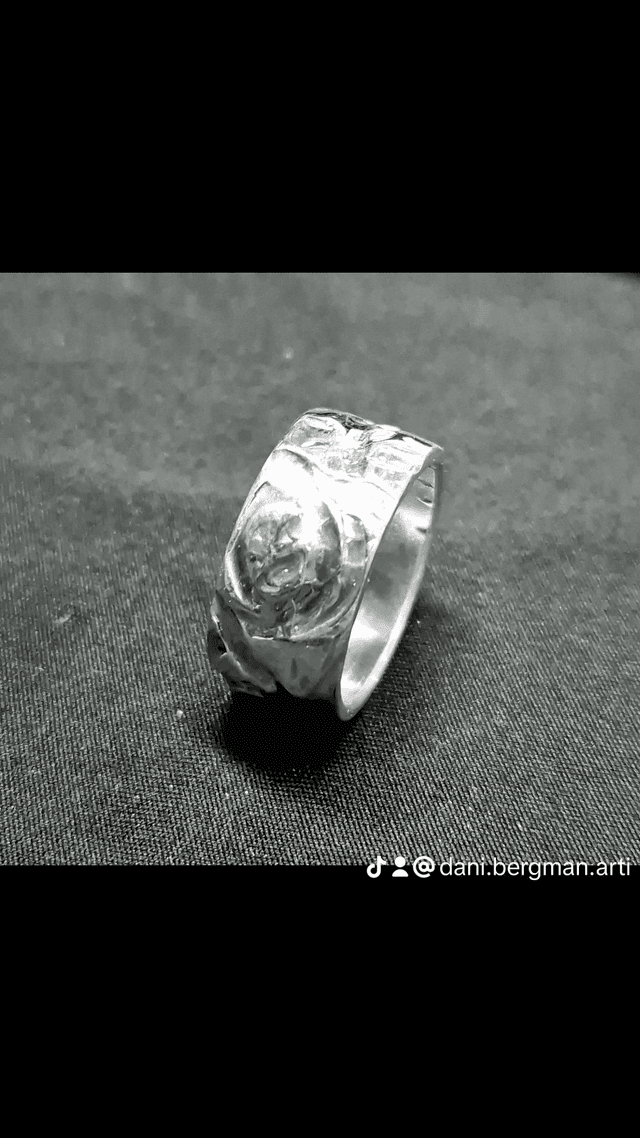 Heavy sterling silver abstract ring 